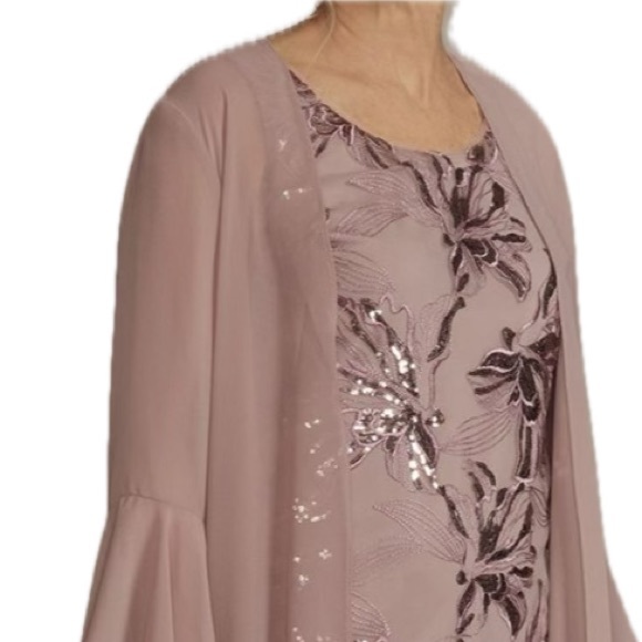 Oleg Cassini - David’s Bridal Straight Leg Embroidered Chiffon Three Piece Set - Picture 8 of 8